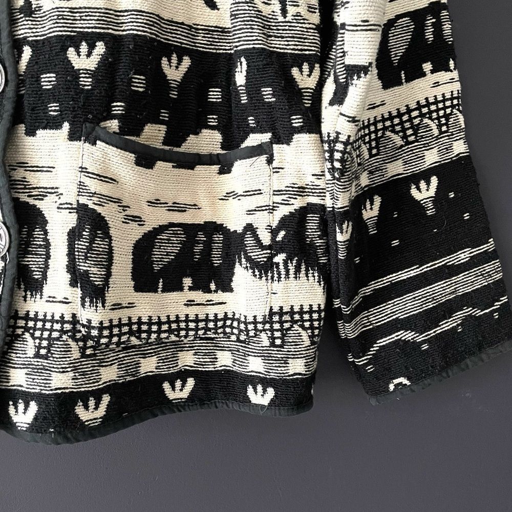 Vintage Jane Ashley jacquard African Print Jacket Size S 263 - Picture 4 of 7